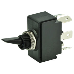 Black toggle switch with silver terminals