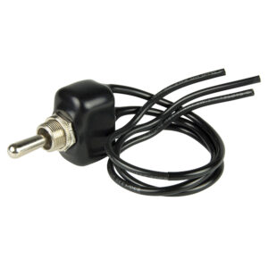 Toggle switch with wires for electronics.