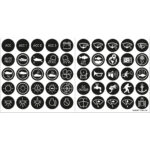 Boat dashboard icon stickers, various functions and symbols.