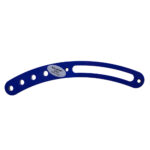 Blue curved boat engine component with holes