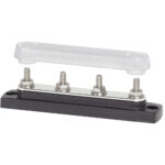 Four terminal block with clear cover.