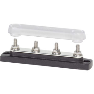 Four terminal block with clear cover.