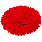 Round red microfiber chenille rug