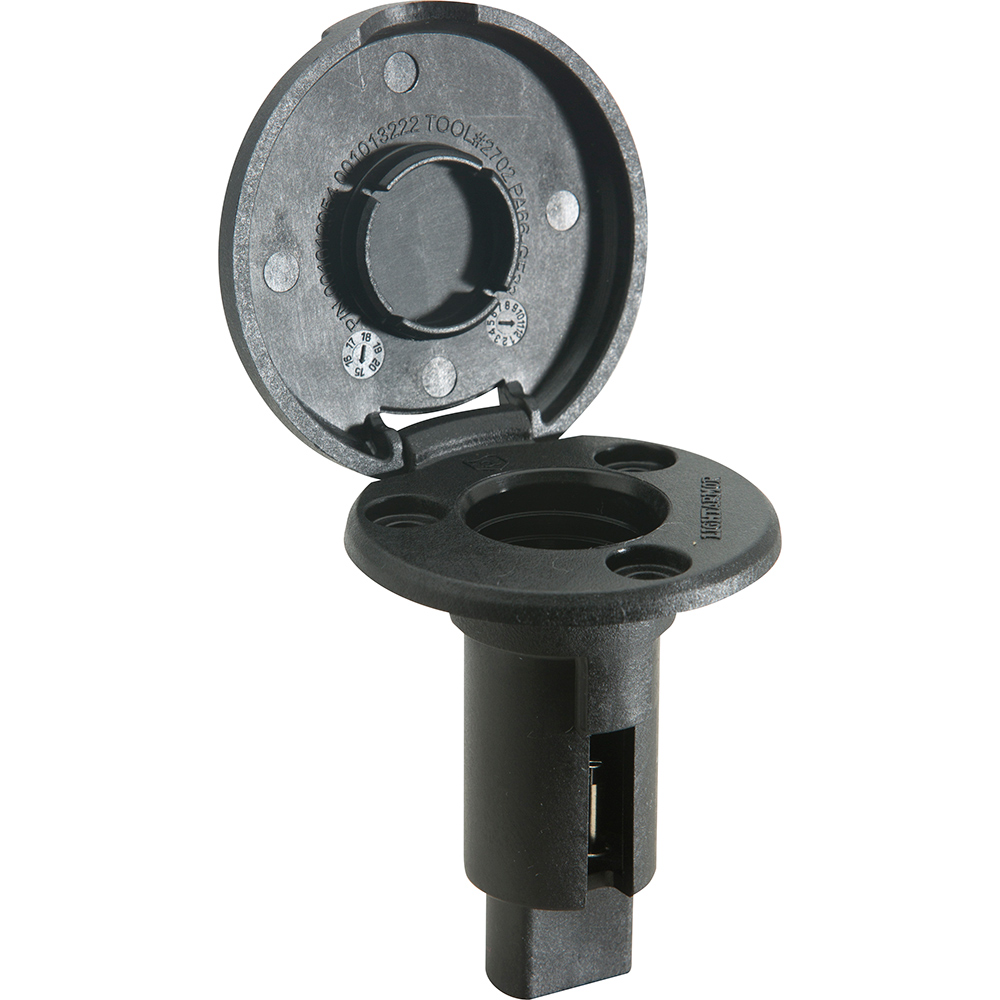 Industrial container lock mechanism, open view