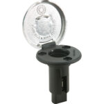 Round black socket with lift-up cap