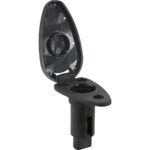 Black flush mount rod holder with cap open
