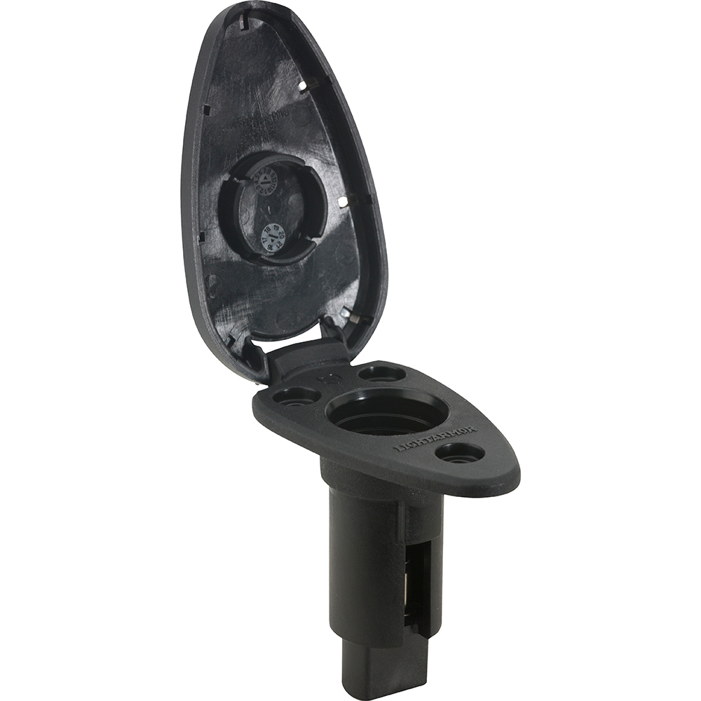 Black flush mount rod holder with cap open