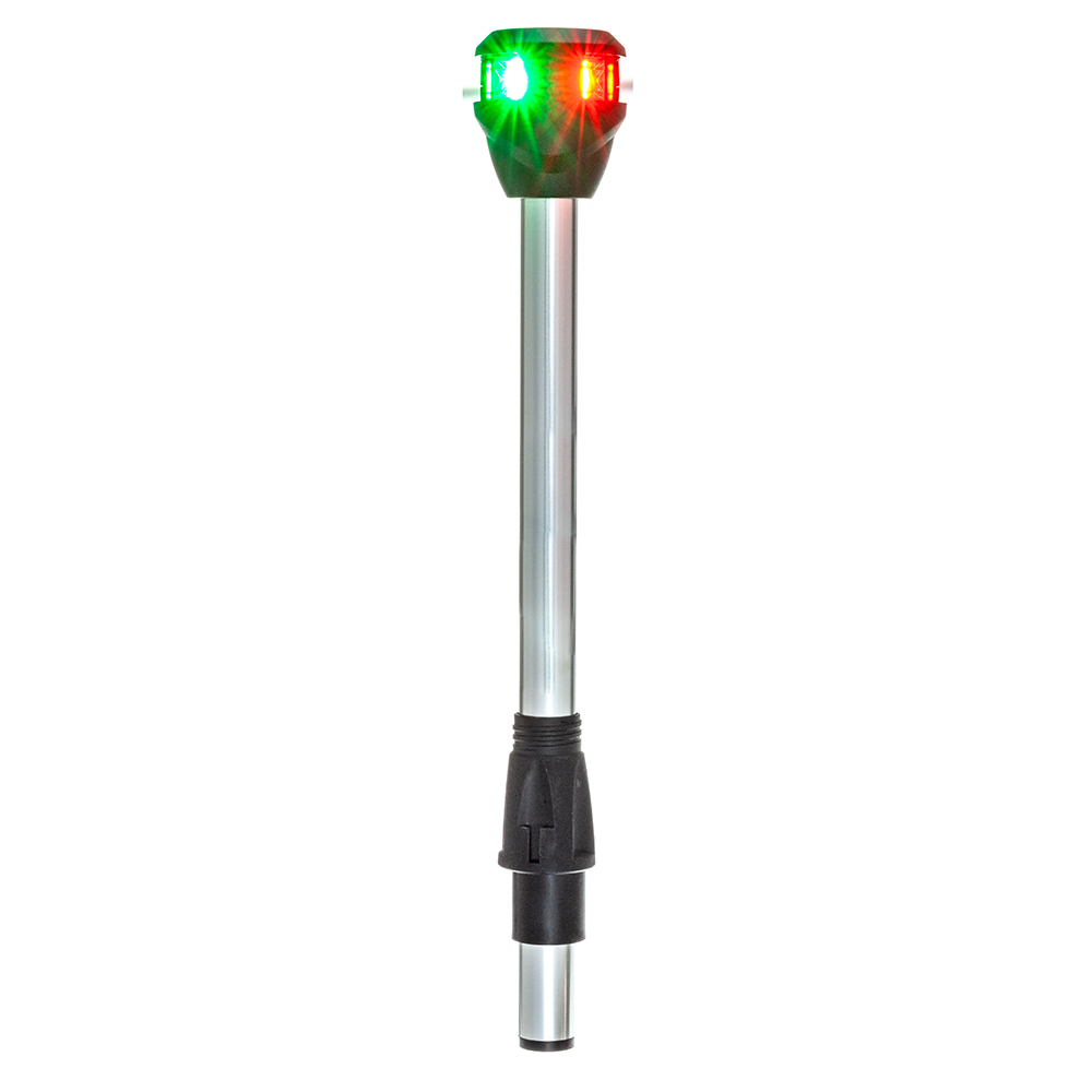 Navigation light on metal pole with red and green LEDs.