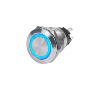 Metal push button switch with blue LED light