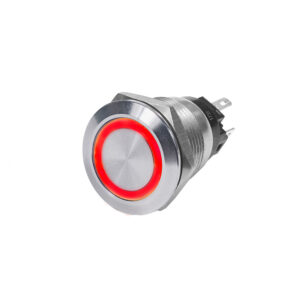 Metal push button switch with red LED light.