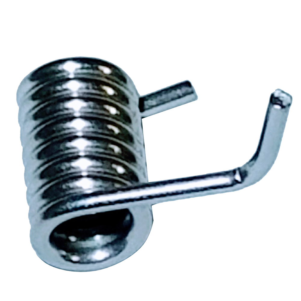 Close-up of a metal torsion spring.