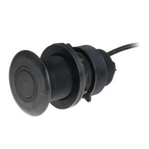 Black marine transducer with cable for sonar device