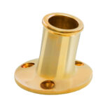 Brass boat stanchion base with three screw holes.