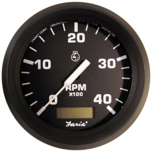Black RPM gauge, Faria brand, 0 to 40 range.