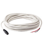 Coiled white electrical cable with connectors.