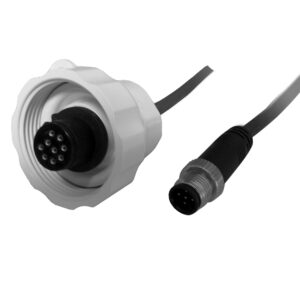Black and white multi-pin electrical connectors.