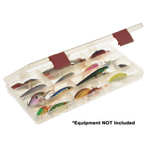 Tackle box with assorted fishing lures.