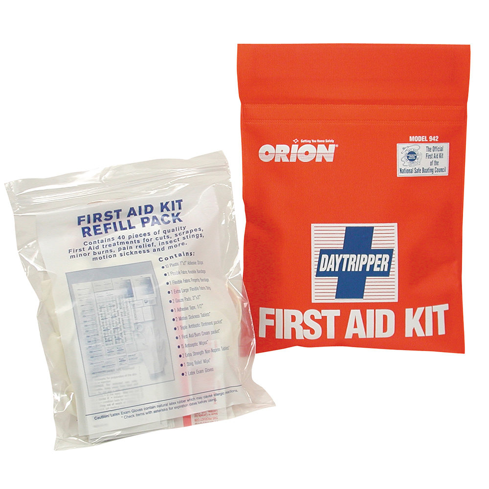 First aid kit with refill pack for emergencies.