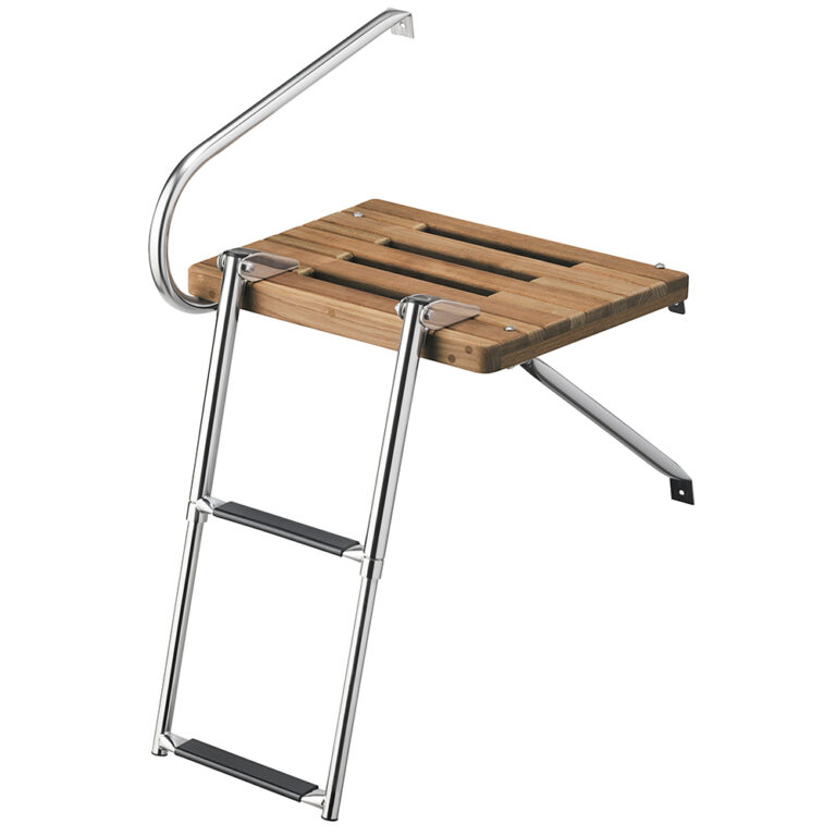 Wall-mounted folding wooden shower seat with metal frame