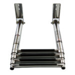 Stainless steel telescopic boat ladder, four steps.