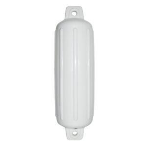 White cylindrical boat fender with ribs