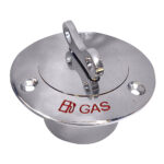 Chrome gas deck fill with three screw holes.