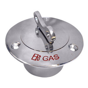 Chrome gas deck fill with three screw holes.