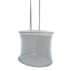 White mesh hanging laundry bag