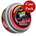 Car cleaner wax packaging with car illustration.
