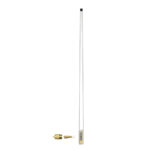 White vertical antenna with brass connector parts.