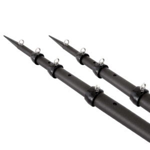 Carbon fiber telescopic poles with mounting rings.