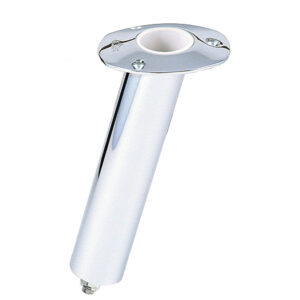 Chrome boat rod holder with flange