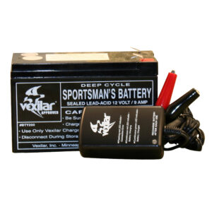 Vexilar deep cycle sportsman's battery with charger.