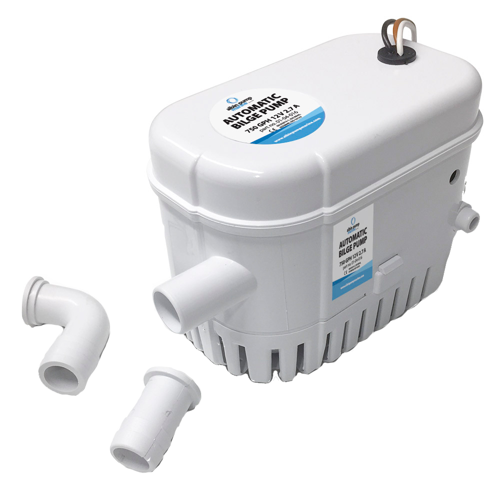 Automatic bilge pump with connectors, marine application.