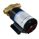 Black and brass water pump with wiring.