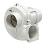 White marine ventilation fan close-up view