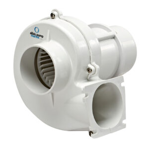 White marine ventilation fan close-up view