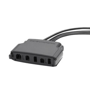 Black computer fan hub with multiple ports.