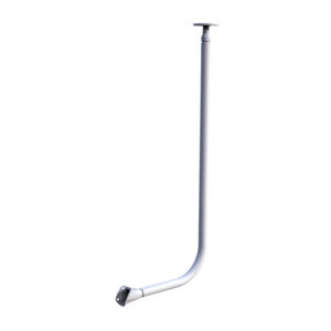 Ceiling-mounted curved white grab bar