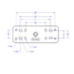 Technical drawing of metal plate with dimensions.