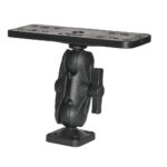 Black adjustable mounting plate with jointed arm.