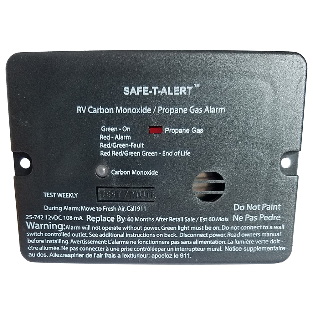 Safe-T-Alert RV carbon monoxide propane gas alarm.