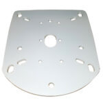 White metal mounting plate with multiple holes.