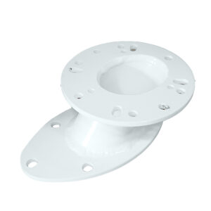 White circular metal flange mounting bracket