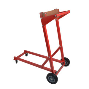 Red metal dolly cart with wheels