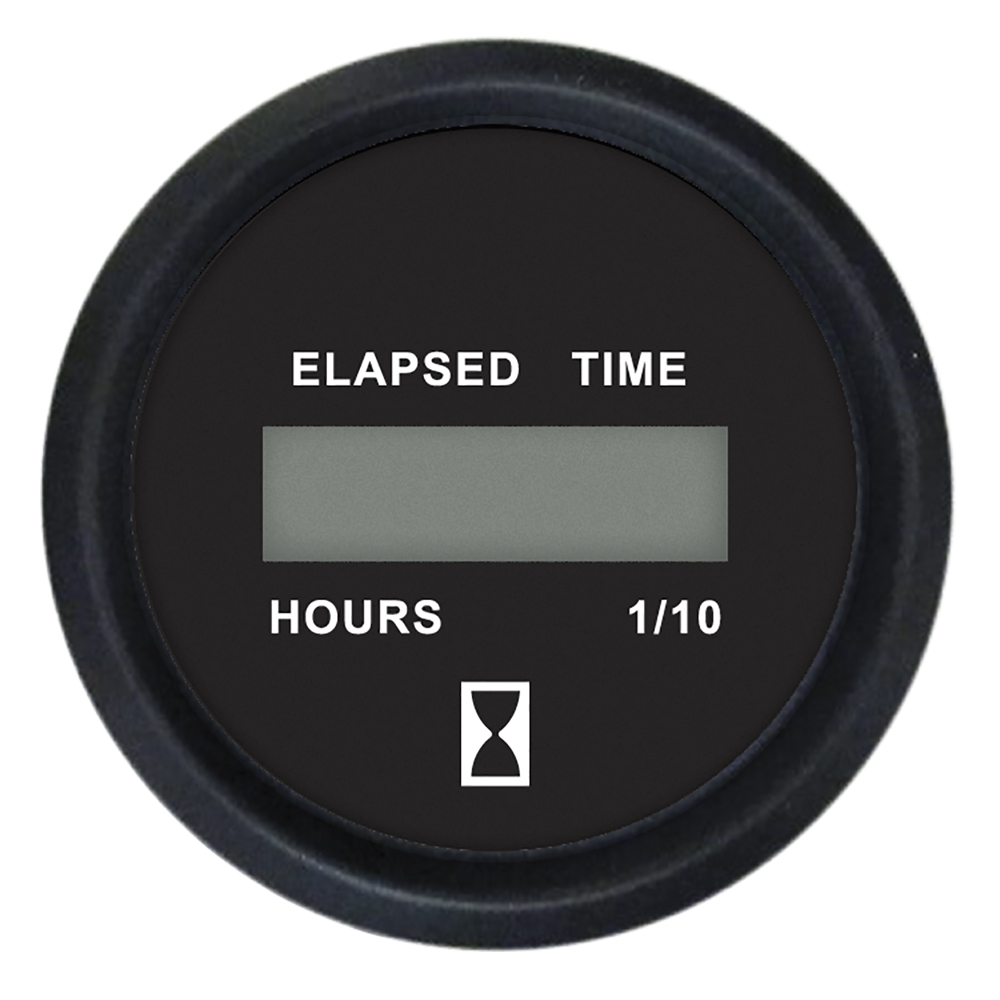 Round digital elapsed time hour meter display.