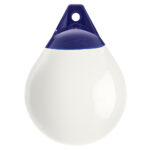White and blue boat fender buoy