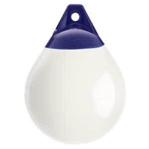 White and blue boat fender buoy