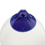 Blue-topped white marine buoy