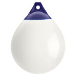 White boat buoy with blue top